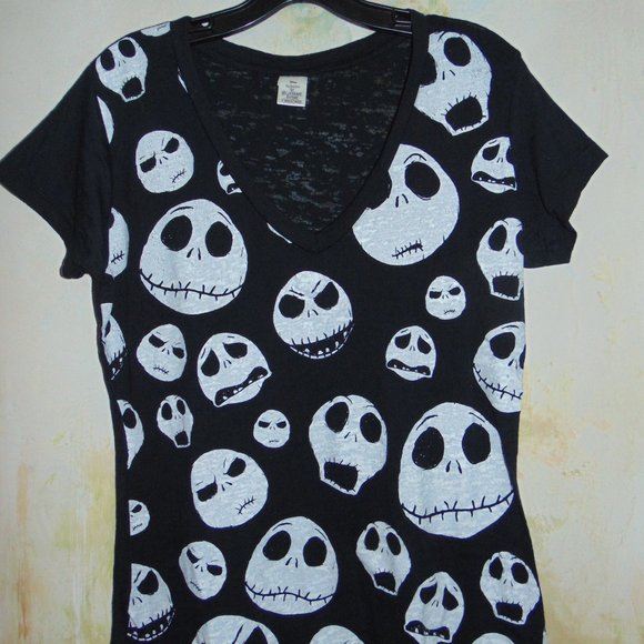 DISNEY Women's Scream & Pout Nightmare Before Christmas JACK Skeleton T-SHIRT L - Picture 5 of 5